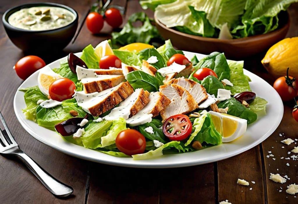 Salade César revisitée : croquante et protéinée pour un déjeuner express