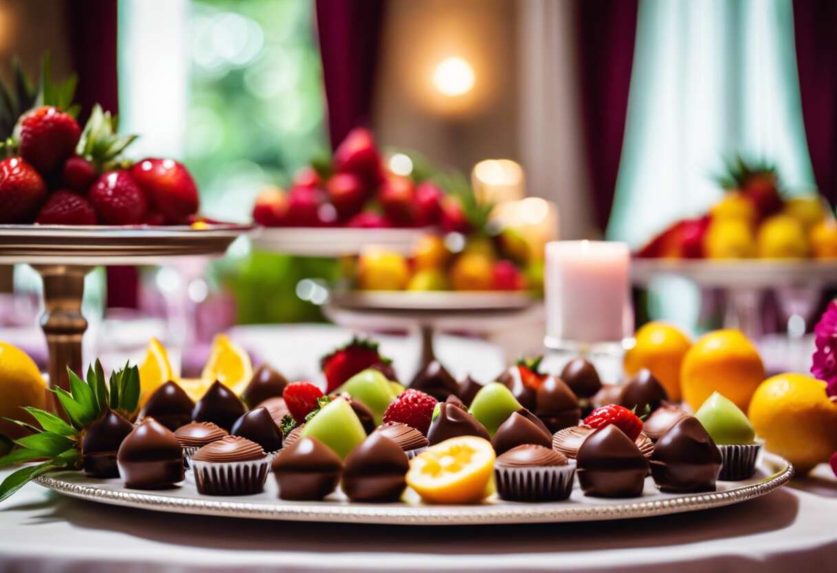 L'art de présenter des fruits enrobés de chocolat lors de réceptions