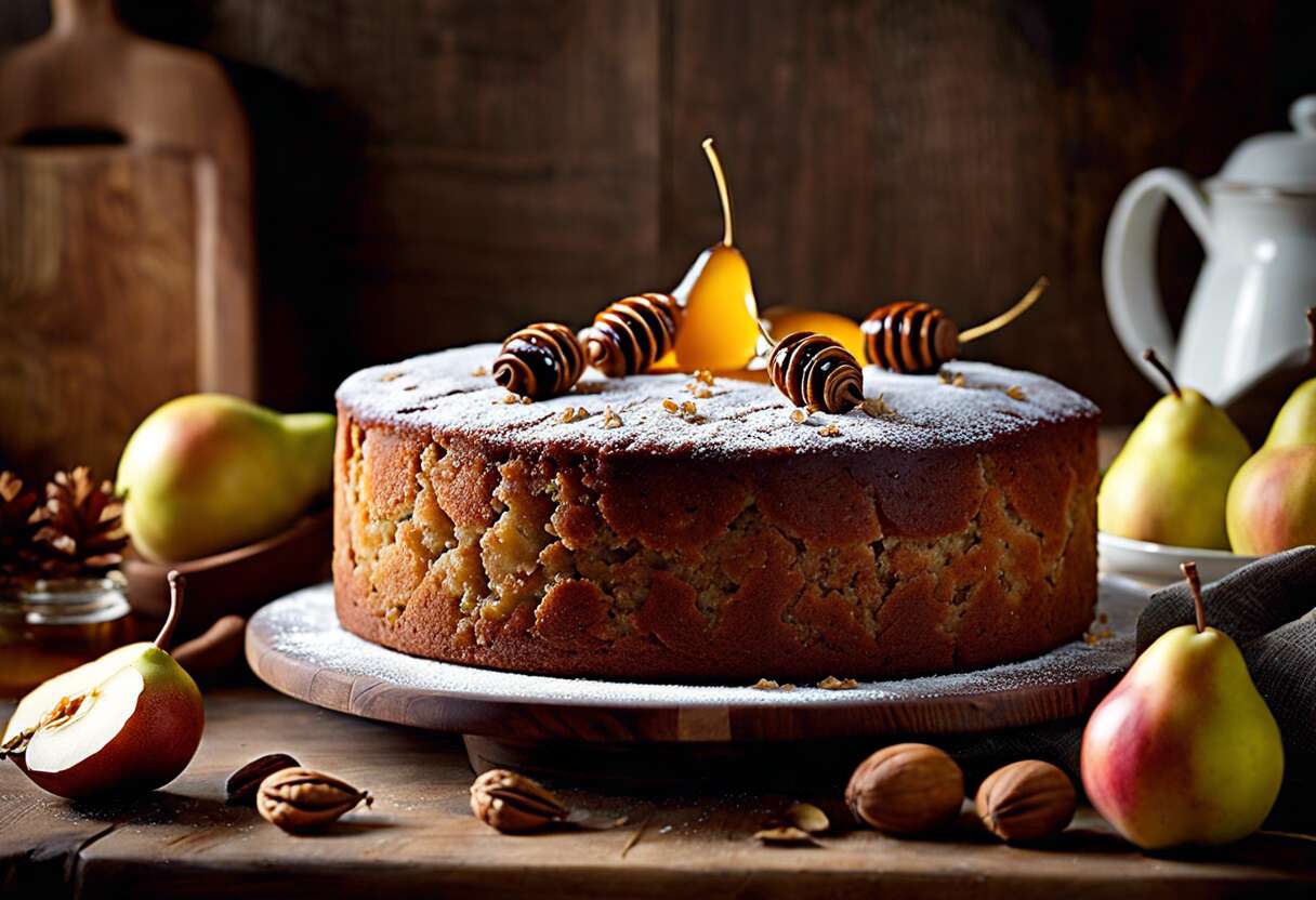 Comment préparer un cake d'automne au miel, aux noix et poires ?