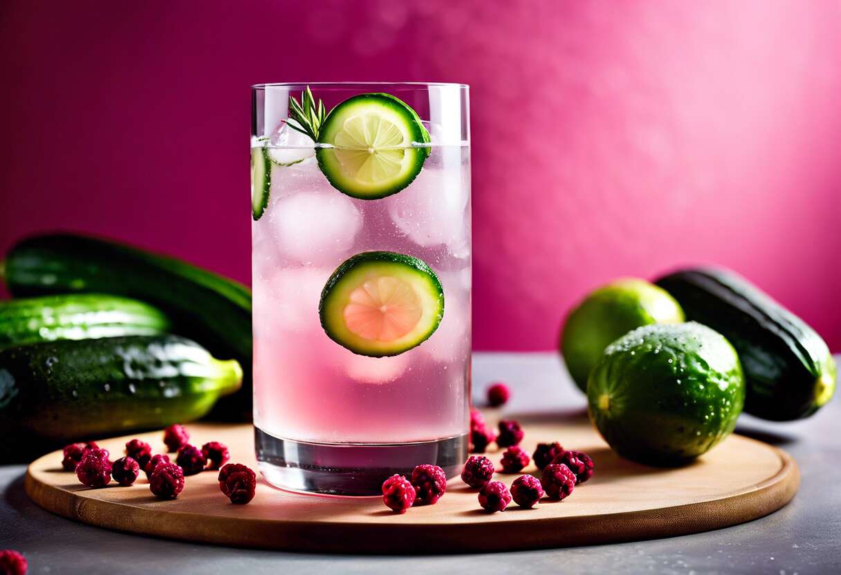 Gin tonic infusé au concombre et poivre rose : fraîcheur garantie