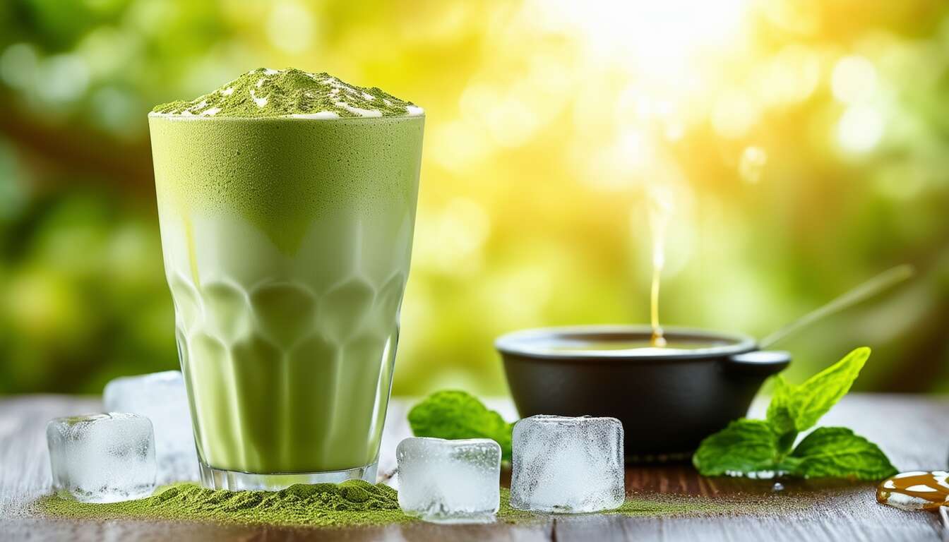 Iced matcha latte : boisson tendance au thé vert japonais