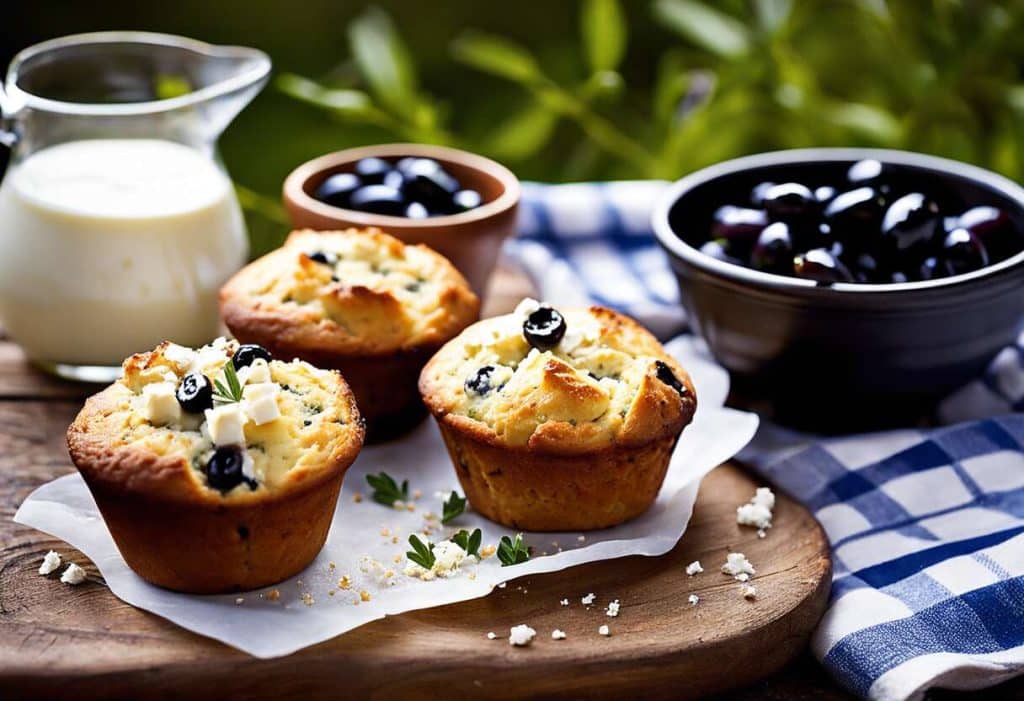 Muffins salés aux olives noires et feta : bouchées parfaites pour pique-niquer