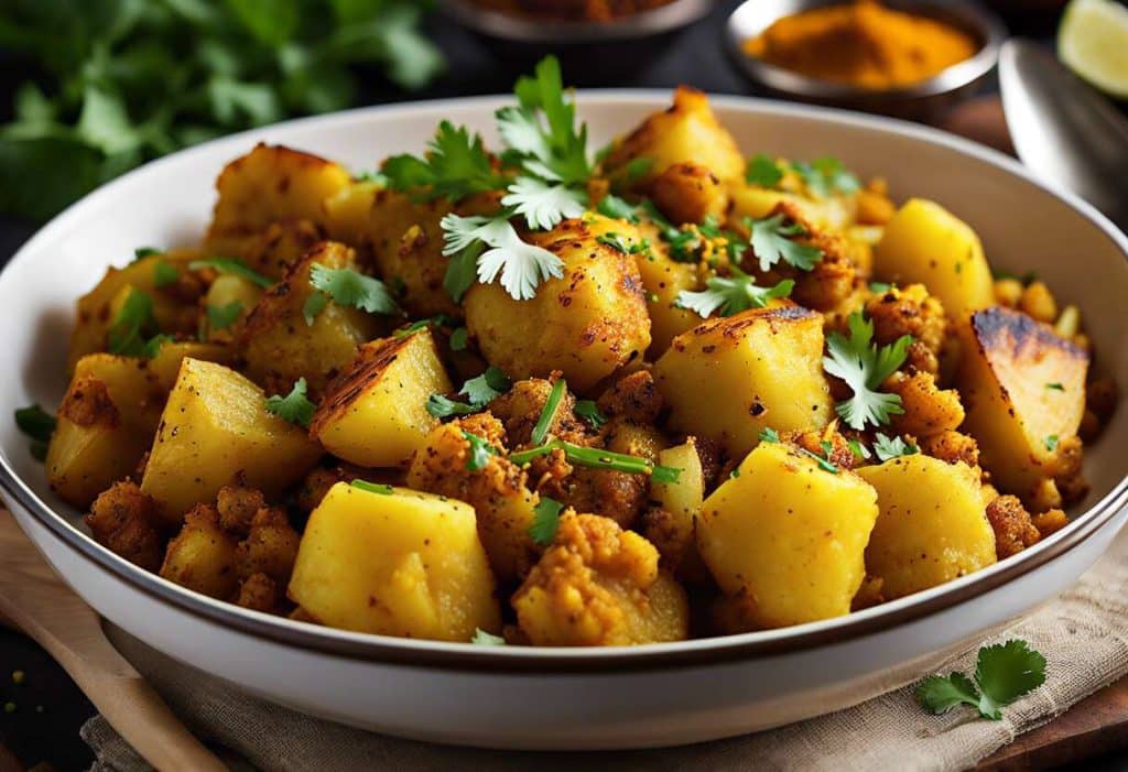 Aloo Gobi indien authentique : pommes de terre, chou-fleur et épices