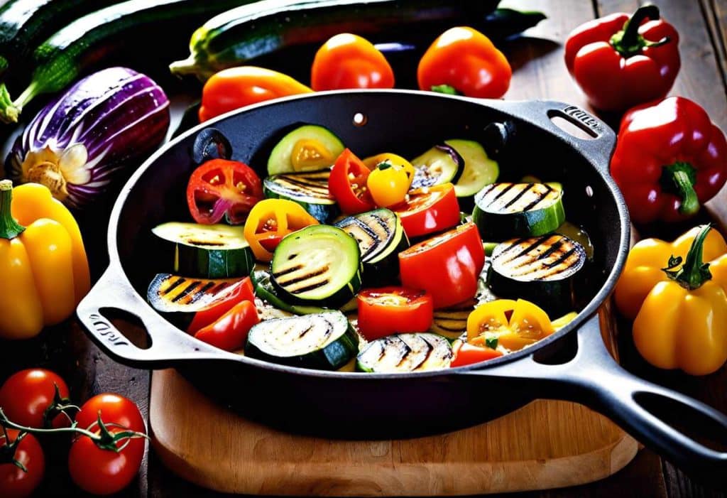 Panier de légumes d'été rôtis : couleurs et saveurs sur le grill