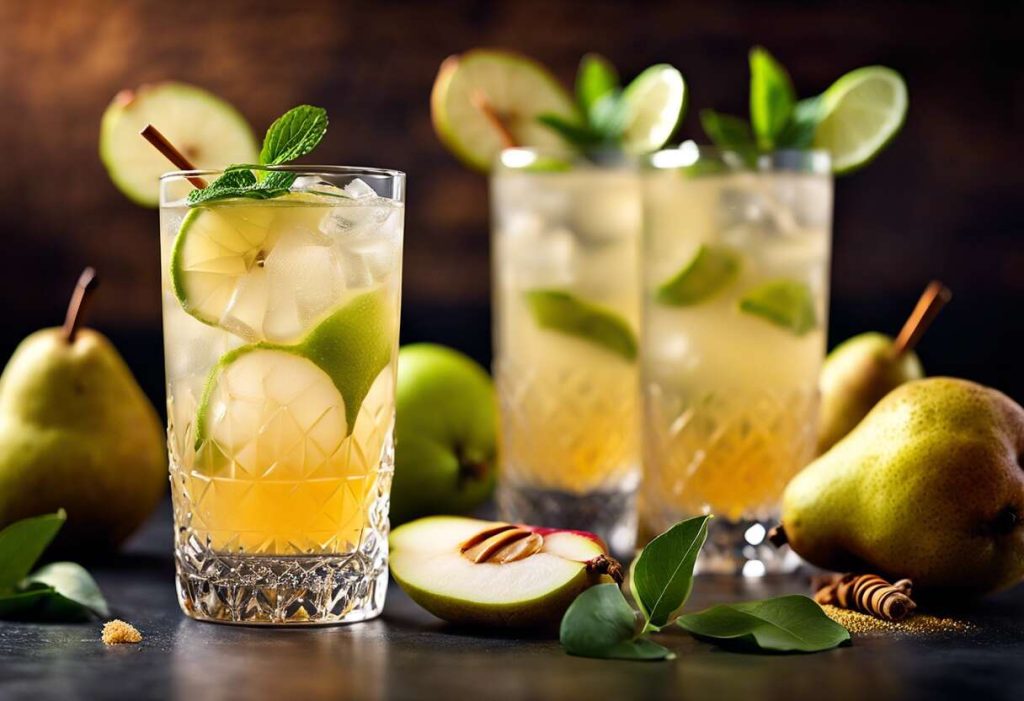 Cocktail sans alcool poire-gingembre : pétillant de vitalité