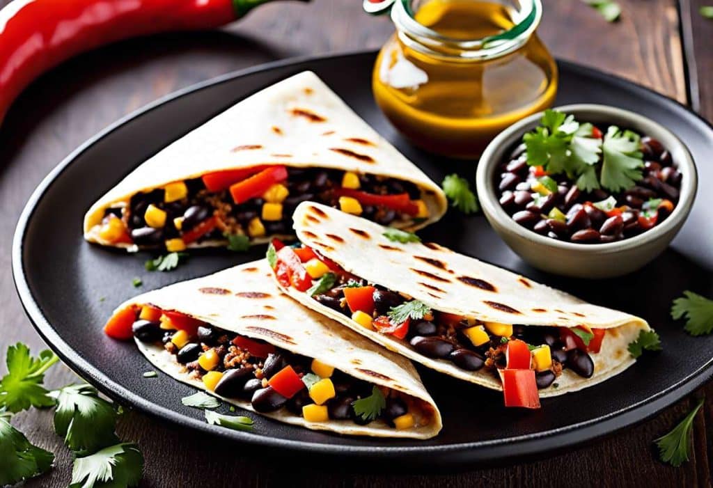 Quesadillas végétariennes aux haricots noirs : quand le Mexique s’invite chez vous rapidement